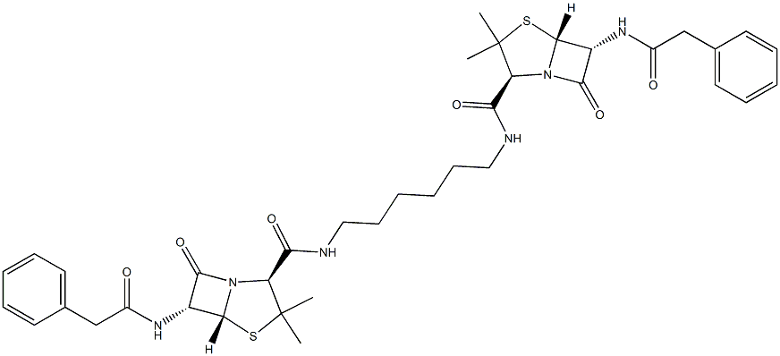 bis(benzylpenicilloyl)-1,6-diaminohexane Struktur