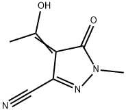 1H-Pyrazole-3-carbonitrile, 4,5-dihydro-4-(1-hydroxyethylidene)-1-methyl-5- Struktur