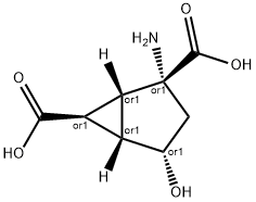 Bicyclo[3.1.0]hexane-2,6-dicarboxylic acid, 2-amino-4-hydroxy-, (1R,2R,4S,5S,6S)-rel- (9CI) Struktur