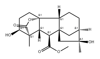 1β,8-Dimethyl-1α,4aα-(carbonyloxy)-2β,8-dihydroxygibbane-10β-carboxylic acid 10-methyl ester Struktur