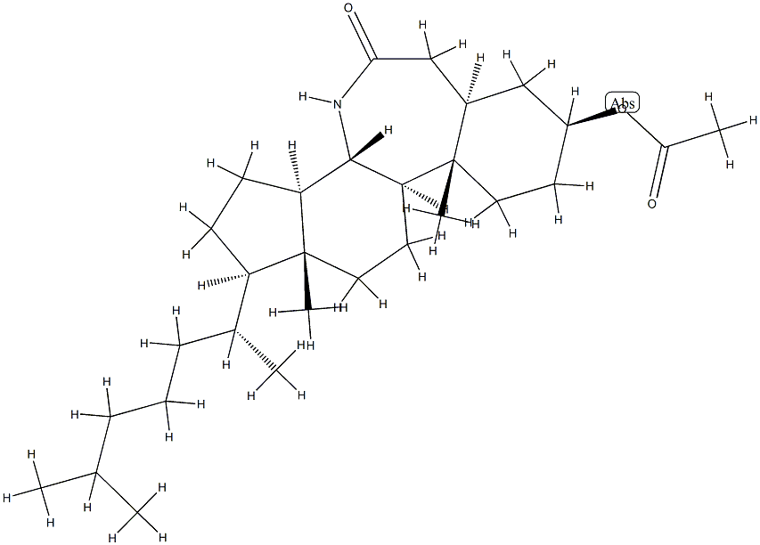 3β-(Acetyloxy)-7a-aza-B-homo-5α-cholestan-7-one Struktur