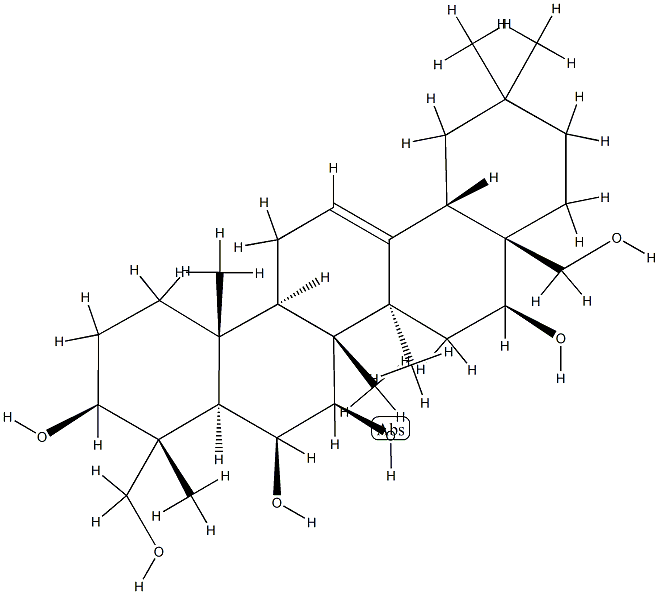 (4R)-Olean-12-ene-3β,6β,7β,16β,23,28-hexol Struktur