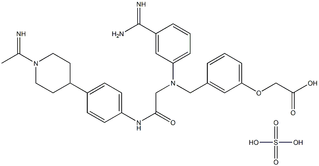 Acetic acid, 2-[3-[[[3-(aMinoiMinoMethyl)phenyl][2-[[4-[1-(1-iMinoethyl)-4-piperidinyl]phenyl]aMino]-2-oxoethyl]aMino]Methyl]phenoxy]-, sulfate (1:1) Struktur