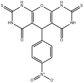 2,8-dimercapto-5-(4-nitrophenyl)-5H-pyrano[2,3-d:6,5-d']dipyrimidine-4,6-diol Struktur