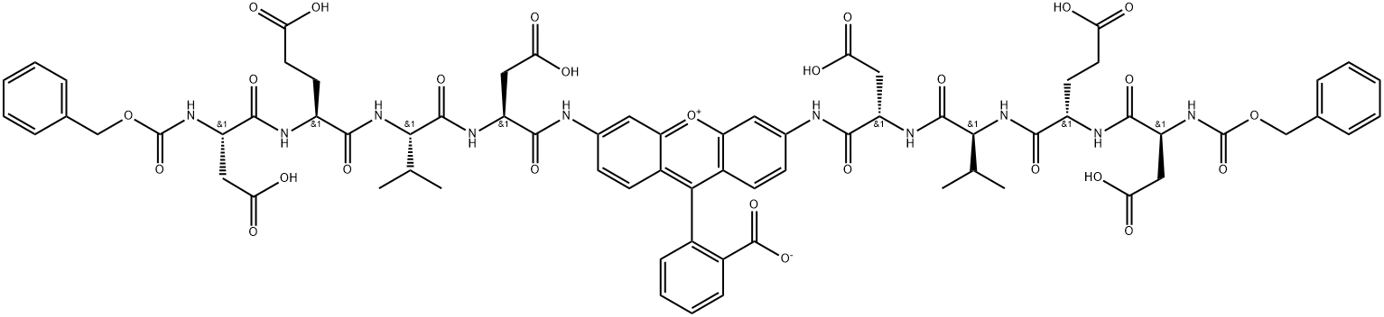 (Z-ASP-GLU-VAL-ASP)2-RHODAMINE 110 Struktur