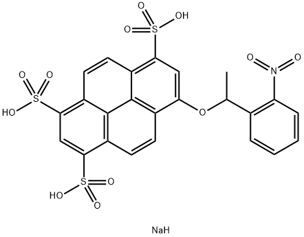 8-Hydroxypyrene-1,3,6-tris-sulfonicacid-8-1-(2-nitrophenyl)ethylether Struktur