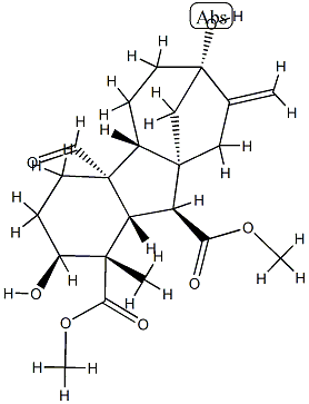 4aα-Formyl-2β,7-dihydroxy-1-methyl-8-methylenegibbane-1α,10β-dicarboxylic acid dimethyl ester Struktur