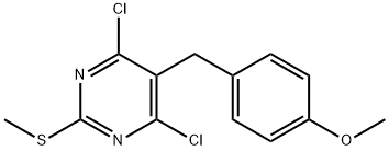 4,6-DICHLORO-5-(4-METHOXYBENZYL)-2-(METHYLTHIO)PYRIMIDINE Struktur