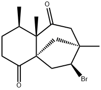 (1R)-6α-Bromo-1,2,3,5,6,7,8,9a-octahydro-1α,7,9aα-trimethyl-4aβ,7β-methano-4aH-benzocycloheptene-4,9-dione Struktur