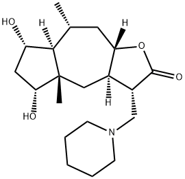 (3S,3aα,7aα,9aβ)-Dodecahydro-5α,7α-dihydroxy-4aβ,8α-dimethyl-3α-(1-piperidinylmethyl)azuleno[6,5-b]furan-2-one Struktur