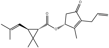 (1S)-2,2-Dimethyl-3β-(2-methyl-1-propenyl)cyclopropane-1α-carboxylic acid (R)-1-methyl-2-allyl-3-oxocyclopentene-5-yl ester Struktur