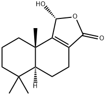 (1R)-1α-Hydroxy-6,6,9aβ-trimethyl-4,5,5aα,6,7,8,9,9a-octahydronaphtho[1,2-c]furan-3(1H)-one Struktur