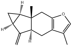 (4aS)-3,6bβ-Dimethyl-5-methylene-4,4aα,5,5aα,6,6aα,6b,7-octahydrocycloprop[2,3]indeno[5,6-b]furan Struktur