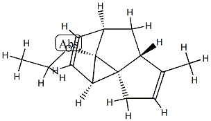 Cyclopenta[a]cyclopropa[gh]pentalene, 6c-ethoxy-2a,3,3a,6,6b,6c-hexahydro-4-methyl-, (2aR,3aR,6aS,6bR,6cS)-rel- (9CI) Struktur