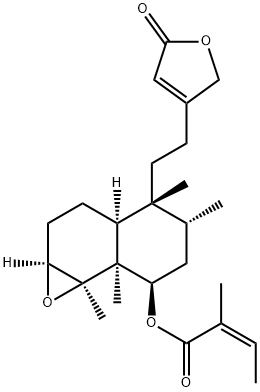 (Z)-2-Methyl-2-butenoic acid [(1aS,3aα)-4α-[2-(2,5-dihydro-5-oxofuran-3-yl)ethyl]decahydro-4,5α,7aα,7bα-tetramethylnaphtho[1,2-b]oxirene-7β-yl] ester Struktur