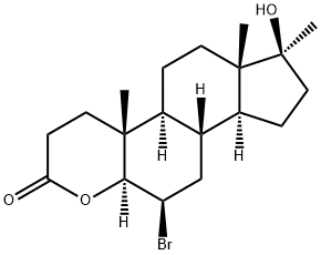 6β-Bromo-17β-hydroxy-17α-methyl-4-oxa-5α-androstan-3-one Struktur