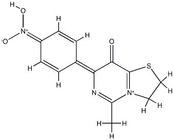 2,3-Dihydro-5-methyl-7-(4-nitrophenyl)-8-oxylatothiazolo[3,2-c]pyrimidin-4-ium Struktur