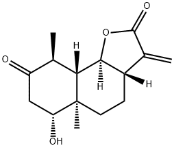 (3aS,9aβ,9bα)-Octahydro-6α-hydroxy-5aα,9β-dimethyl-3-methylenenaphtho[1,2-b]furan-2,8(3H,4H)-dione Struktur