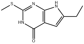 4H-Pyrrolo[2,3-d]pyrimidin-4-one,6-ethyl-1,7-dihydro-2-(methylthio)-(9CI) Struktur