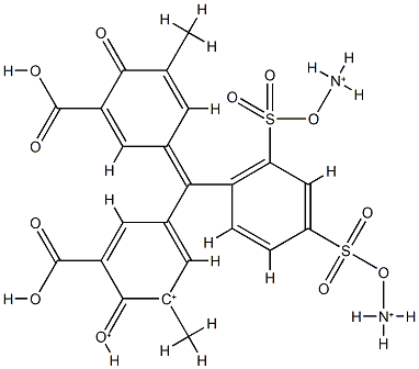 4-[(3-Carboxy-4-hydroxy-5-methylphenyl)(3-carboxy-5-methyl-4-oxo-2,5-cyclohexadien-1-ylidene)methyl]benzene-1,3-disulfonic acid 1,3-diammonium salt Struktur