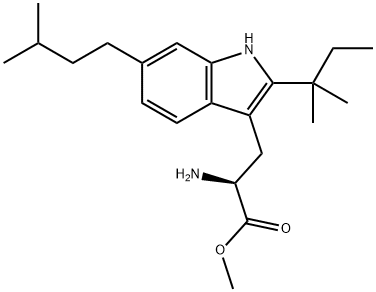 2-(1,1-Dimethylpropyl)-6-(3-methylbutyl)-α-amino-1H-indole-3-propionic acid methyl ester Struktur