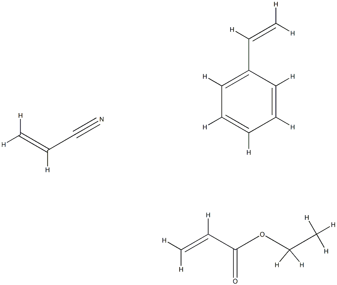 ethyl prop-2-enoate, prop-2-enenitrile, styrene Struktur