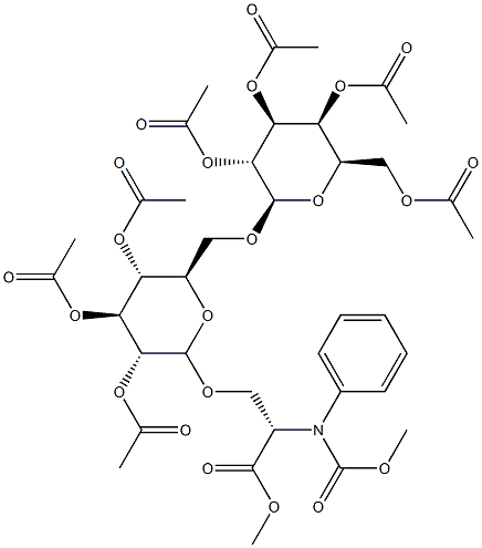 Methyl 2-([(benzyloxy)carbonyl]amino)-3-([2,3,4-tri-O-acetyl-6-O-(2,3, 4,6-tetra-O-acetylhexopyranosyl)hexopyranosyl]oxy)propanoate Struktur