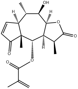 2-Methylpropenoic acid [(3S)-2,3,3aα,4,4a,5,7aα,8,9,9aα-decahydro-9β-hydroxy-3β,4aβ,8α-trimethyl-2,5-dioxoazuleno[6,5-b]furan-4α-yl] ester Struktur