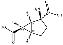 Bicyclo[3.1.0]hexane-2,6-dicarboxylic acid, 2-amino-6-fluoro-, (1R,2S,5R,6S)-rel- (9CI) Struktur