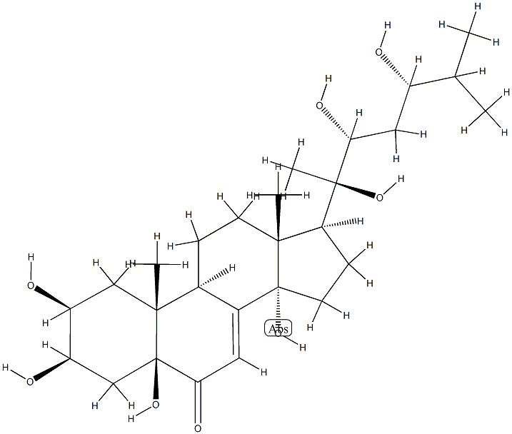 (22R,24S)-2β,3β,5,14,20,22,24-Heptahydroxy-5β-cholest-7-en-6-one Struktur