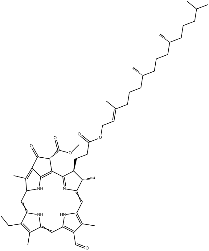 (132R)-3-Deethyl-3-formyl-132α-(methoxycarbonyl)phytochlorin phytyl ester Struktur