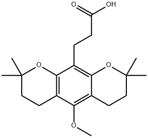 3,4,7,8-Tetrahydro-5-methoxy-2,2,8,8-tetramethyl-2H,6H-benzo[1,2-b:5,4-b']dipyran-10-propionic acid Struktur