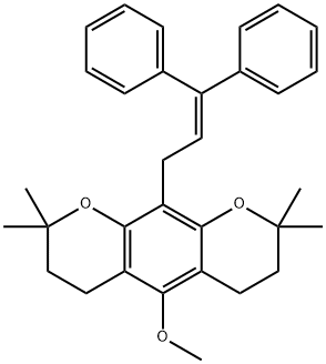 10-(3,3-Diphenylallyl)-3,4,7,8-tetrahydro-5-methoxy-2,2,8,8-tetramethyl-2H,6H-benzo[1,2-b:5,4-b']dipyran Struktur