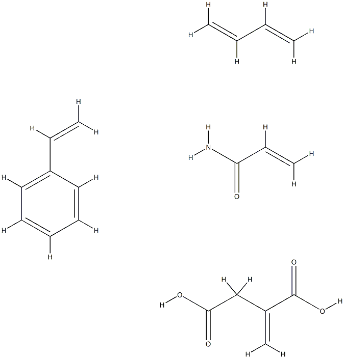 Butanedioic acid, methylene-, polymer with 1,3-butadiene, ethenylbenzene and 2-propenamide Struktur