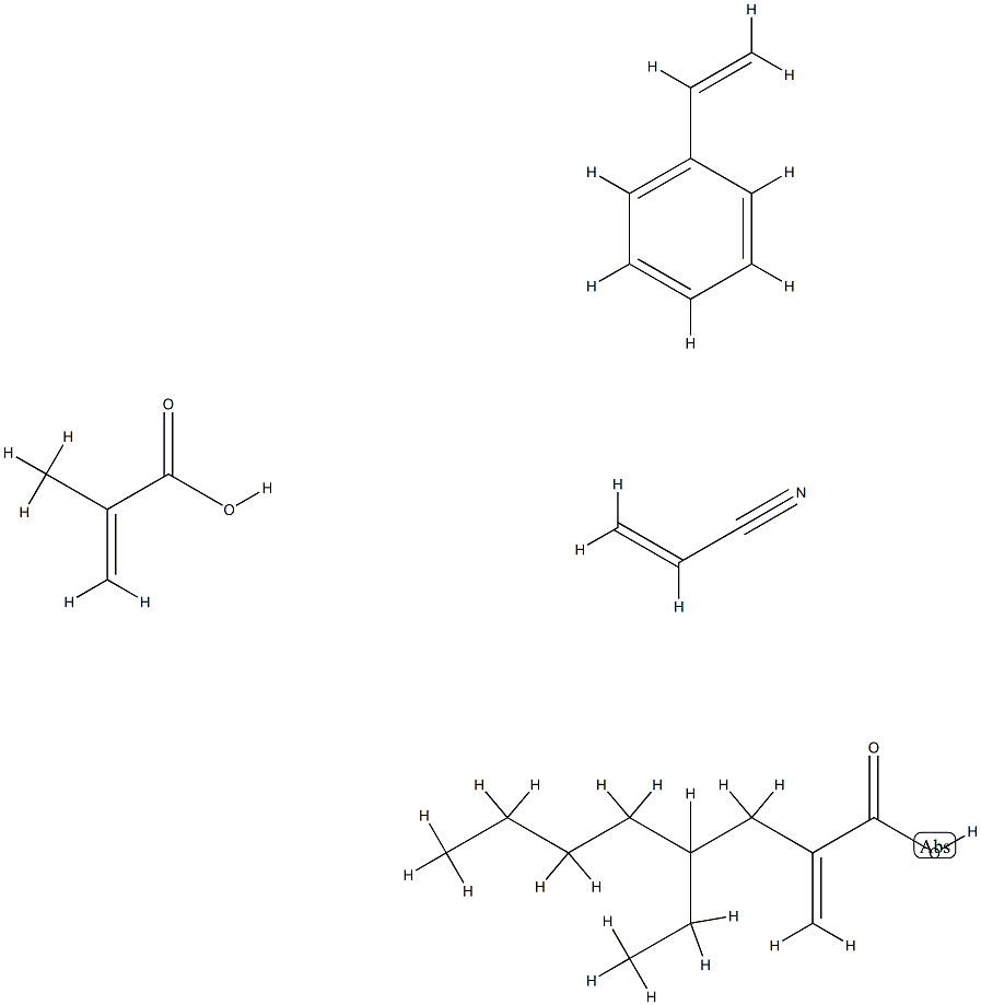 2-Propenoic acid, 2-methyl-, polymer with ethenylbenzene, 2-ethylhexyl 2-propenoate and 2-propenenitrile Struktur