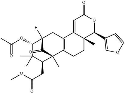 4,4a,5,6,7,8,9,10,11,12-Decahydro-10α-acetoxy-4β-(3-furyl)-4aβ,7α,9,9-tetramethyl-2,13-dioxo-7β,11β-methano-2H-cycloocta[f][2]benzopyran-8β-acetic acid methyl ester Struktur