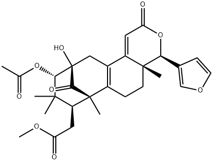 (4R)-10α-(Acetyloxy)-4β-(3-furanyl)-4,4a,5,6,7,8,9,10,11,12-decahydro-11α-hydroxy-4aβ,7,9,9-tetramethyl-2,13-dioxo-7β,11β-methano-2H-cycloocta[f][2]benzopyran-8β-acetic acid methyl ester Struktur