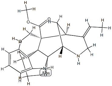 4,5-Secoakuammilan-17-oic acid, 2,5-epoxy-1,2-dihydro-16-(hydroxymethy l)-, methyl ester, (2alpha,16S)- Struktur