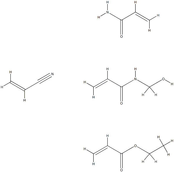 2-Propenoic acid, ethyl ester, polymer with N-(hydroxymethyl)-2-propenamide, 2-propenamide and 2-propenenitrile Struktur