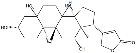 3β,5,12β,14-Tetrahydroxy-5β,14β-card-20(22)-enolide Struktur