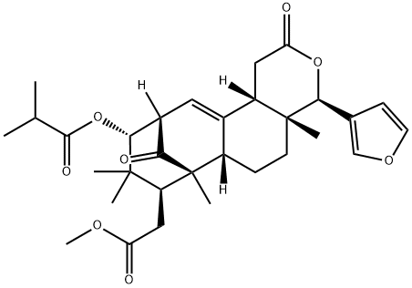 methyl 3-isobutyryloxy-1-oxomeliac-8(30)-enate Struktur