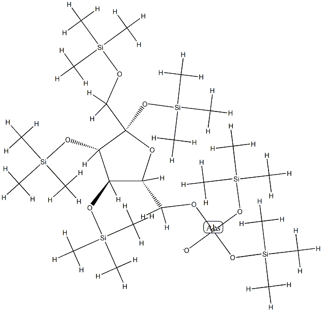 1-O,2-O,3-O,4-O-Tetrakis(trimethylsilyl)-β-D-fructofuranose [phosphoric acid bis(trimethylsilyl)] ester Struktur