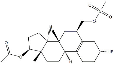 3α-Fluoro-6β-[(methylsulfonyloxy)methyl]estr-5(10)-en-17β-ol acetate Struktur