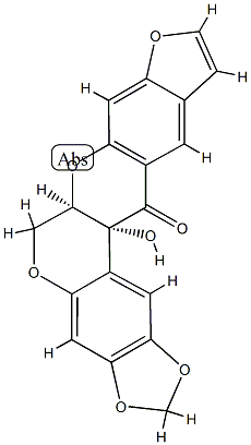 13aα-Hydroxy-6,6aα-dihydro-1,3-dioxolo[6,7][1]benzopyrano[3,4-b]furo[3,2-g][1]benzopyran-13(13aH)-one Struktur