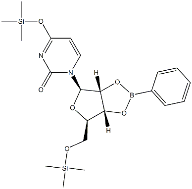 4-(Trimethylsilyloxy)-1-[5-O-trimethylsilyl-2-O,3-O-(phenylboranediyl)-β-D-ribofuranosyl]-2(1H)-pyrimidinone Struktur