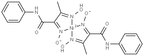 bis[2,3-bis(hydroxyimino)-N-phenylbutyramidato-N2,N3]nickel Struktur