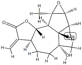 (3aS,6aS)-3aβ,5,6,7aβ,7bβ,8a,8bβ,8cβ-Octahydro-6β-hydroxy-6,8aβ-dimethyl-3-methylene-4H-bisoxireno[1,8a:2,3]azuleno[4,5-b]furan-2(3H)-one Struktur