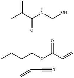 2-Propenoic acid, butyl ester, polymer with N-(hydroxymethyl)-2-methyl-2-propenamide and 2-propenenitrile Struktur