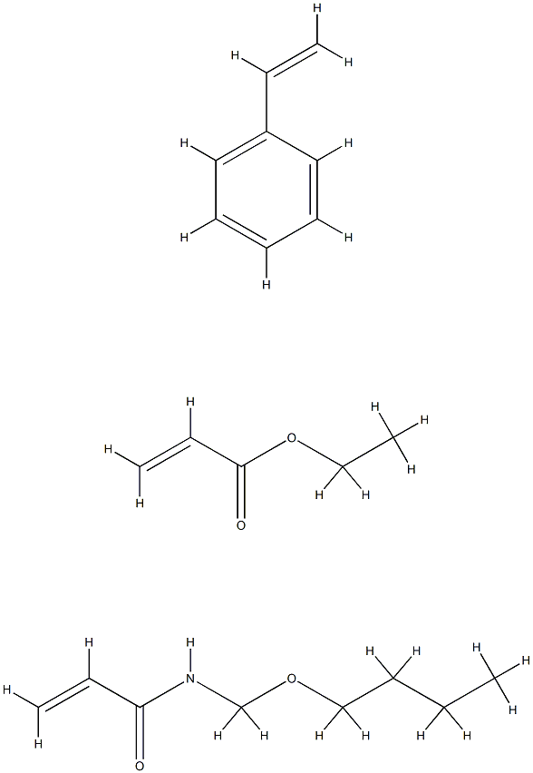 2-Propenoic acid, ethyl ester, polymer with N-(butoxymethyl)-2-propenamide and ethenylbenzene Struktur