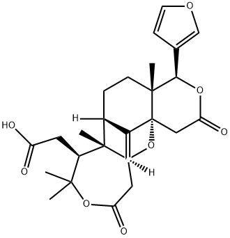 (4R,12aβ)-4α-(3-Furyl)dodecahydro-4aα,7aα,9,9-tetramethyl-14-methylene-2,11-dioxo-7α,13aα-methano-4H,13aH-oxepino[4,5-b]pyrano[3,4-g]oxocin-8α-acetic acid Struktur